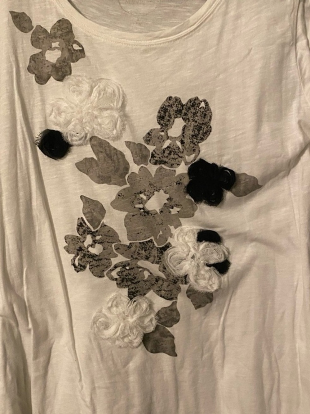 White Floral Appliqué Tee